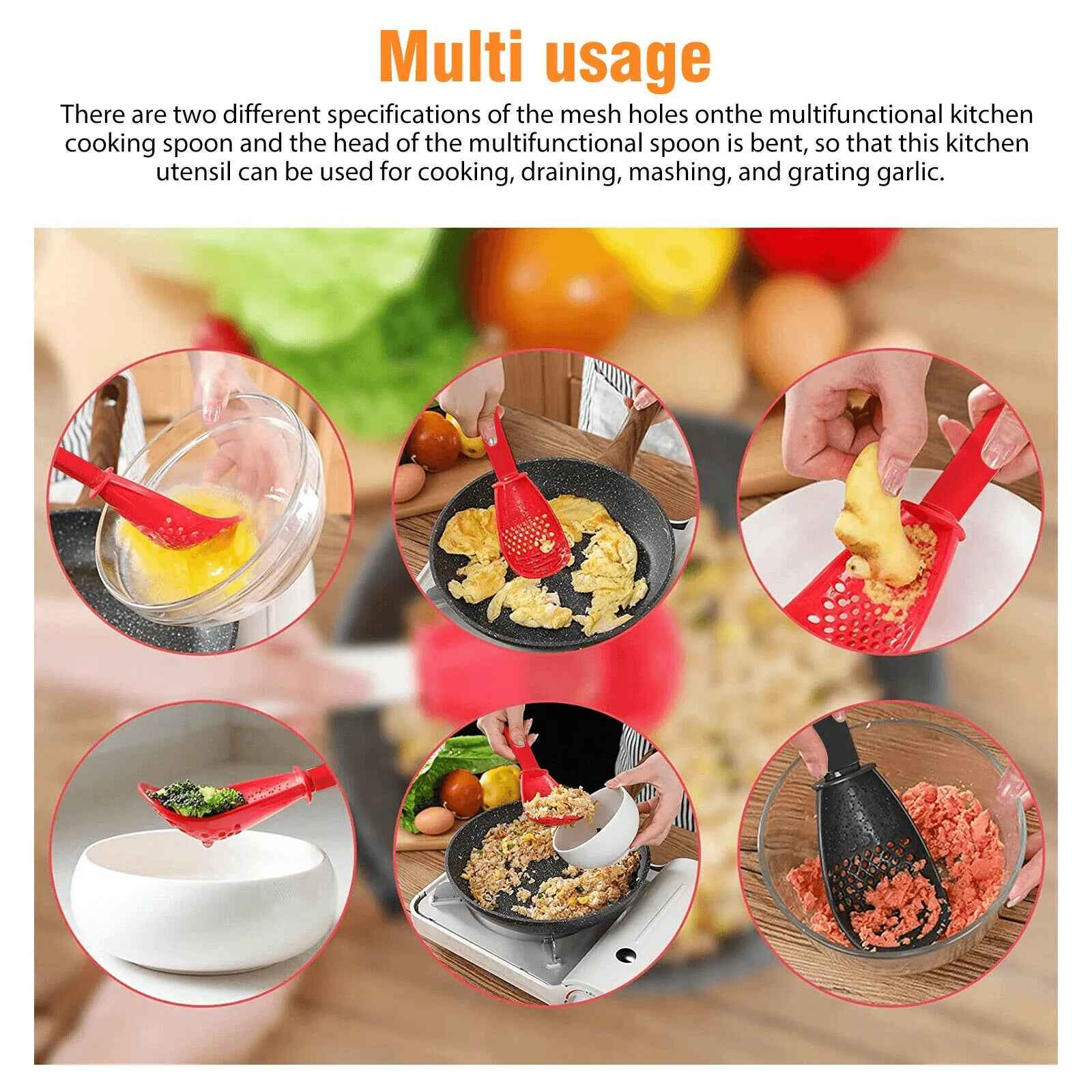 Heat Resistant Cooking Spoon Soup Colander Scoop Kitchen Multifunctional Utensil