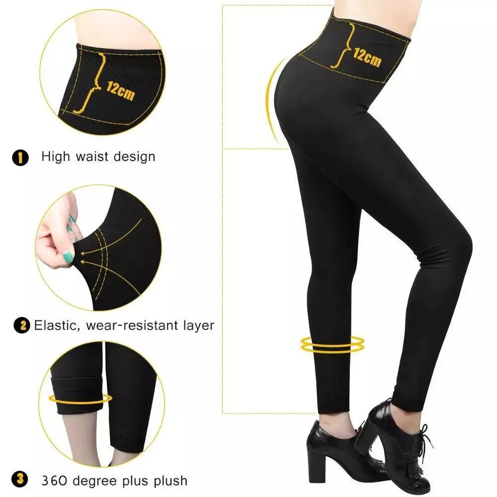 Hot! Women’s Extra Fleece Leggings High Waist Soft Stretchy Warm Leggings Regular (One Size) 220G Fleece - PremiumBrandGoods