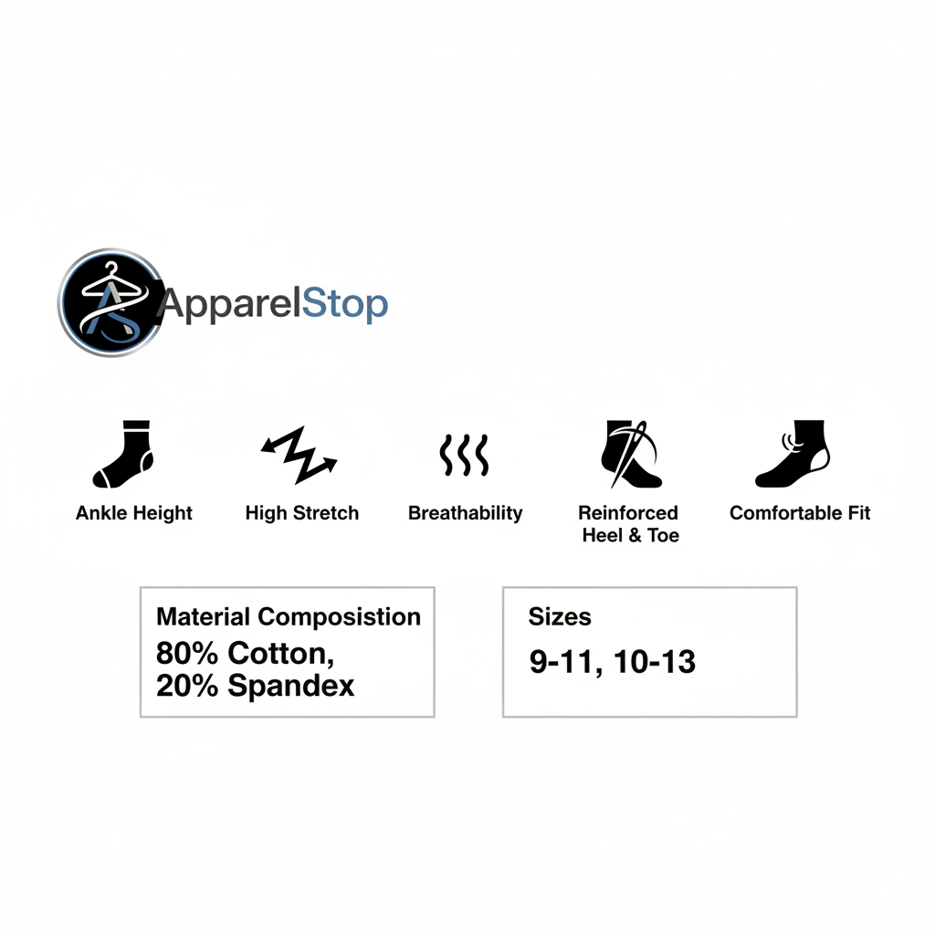 Men's Ankle Socks Features - High Stretch, Breathable, Comfortable