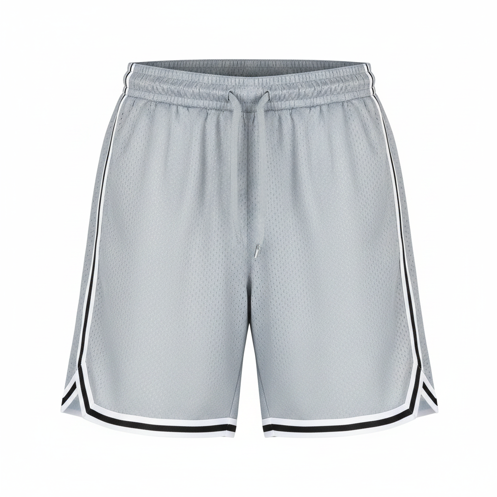 Men's Activewear Dazzle Shorts in Light Grey with black and white stripes