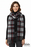 Black Plaid Scarf Ultra Plush Pashmina Wool Blend 6ft Long Unisex