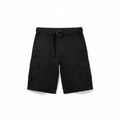 Men's Belted Cargo Shorts in Black on white background