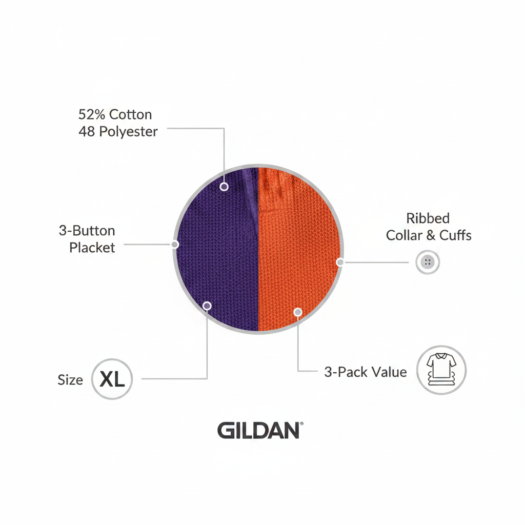 Gildan Polo Shirt 3-Pack Features Infographic
