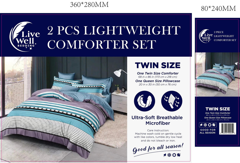 LiveWell Bedding 3 Piece Lightweight Comforter Set (6 Styles) - PremiumBrandGoods