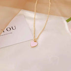 Love Heart Doublesided Dripping Oil Necklace 3 Piece Set