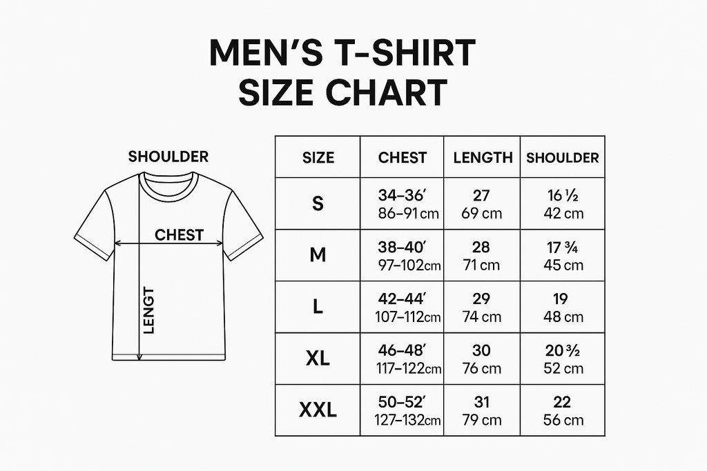 Men's t-shirt size chart
