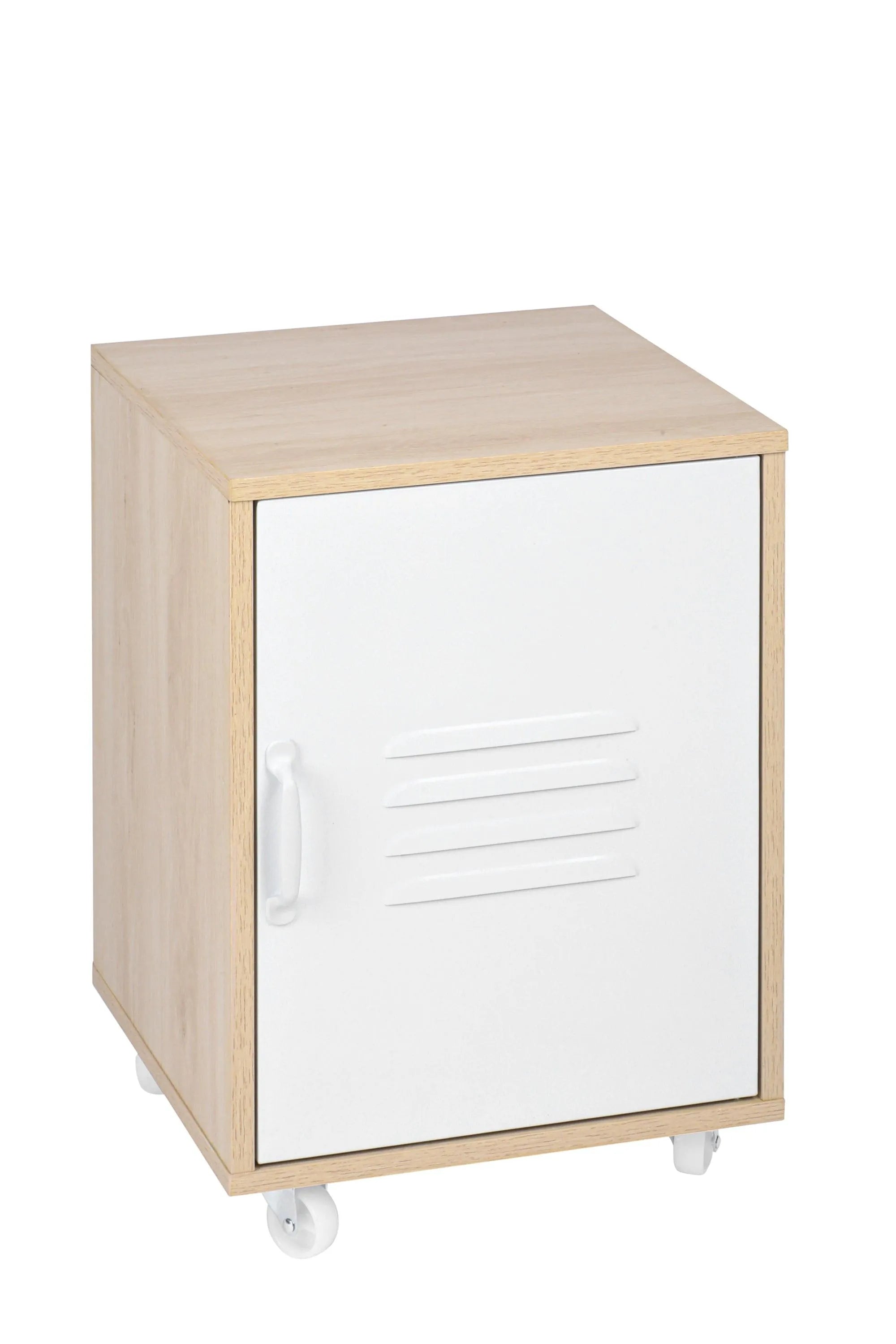 Moline wheel cabinet，1-Door Stand，Industrial Bedside Table - PremiumBrandGoods