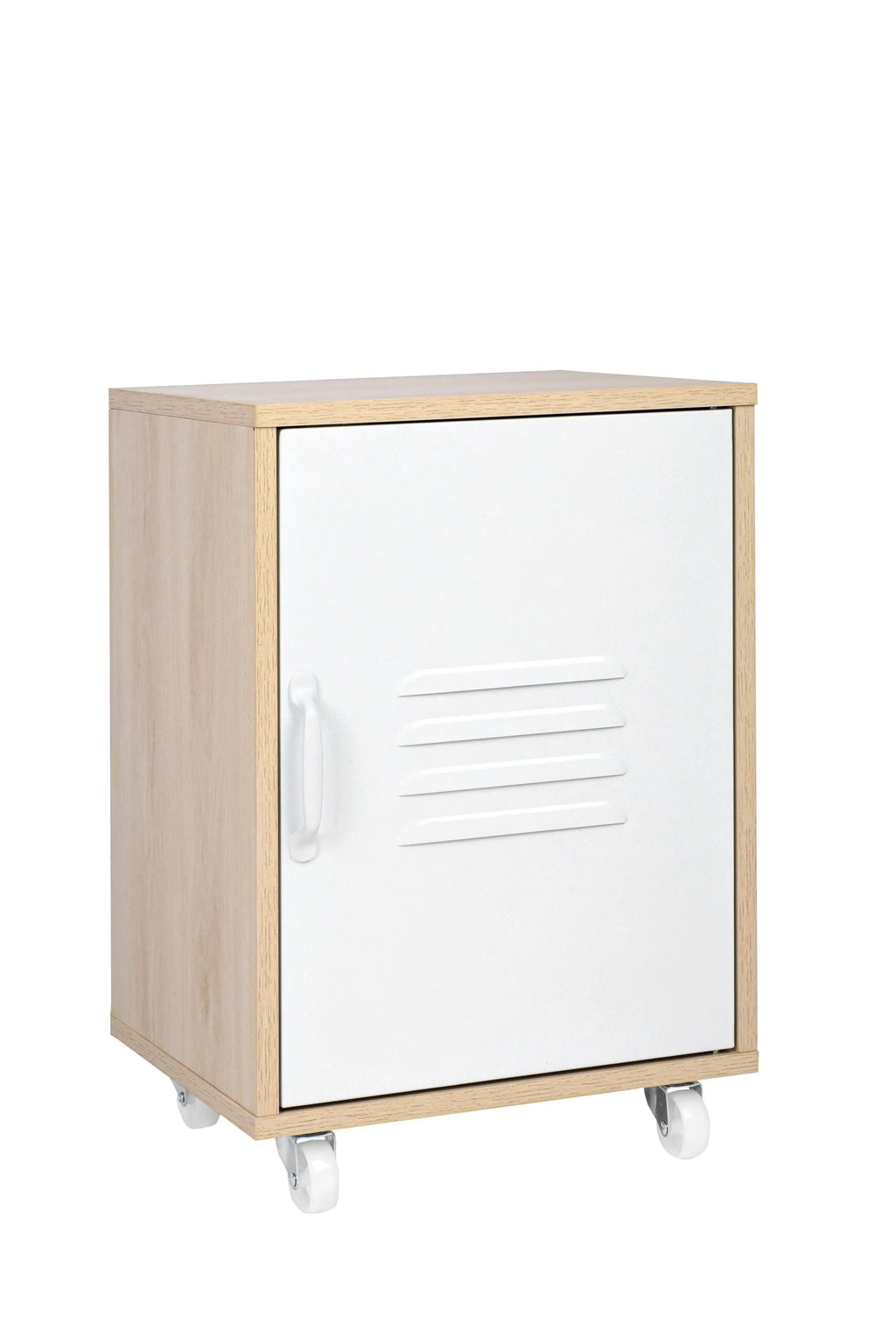 Moline wheel cabinet，1-Door Stand，Industrial Bedside Table - PremiumBrandGoods