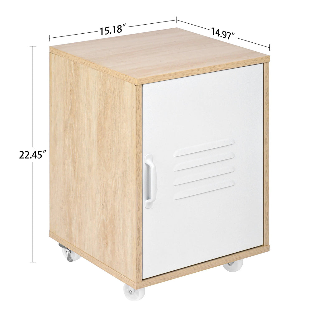 Moline wheel cabinet，1-Door Stand，Industrial Bedside Table - PremiumBrandGoods