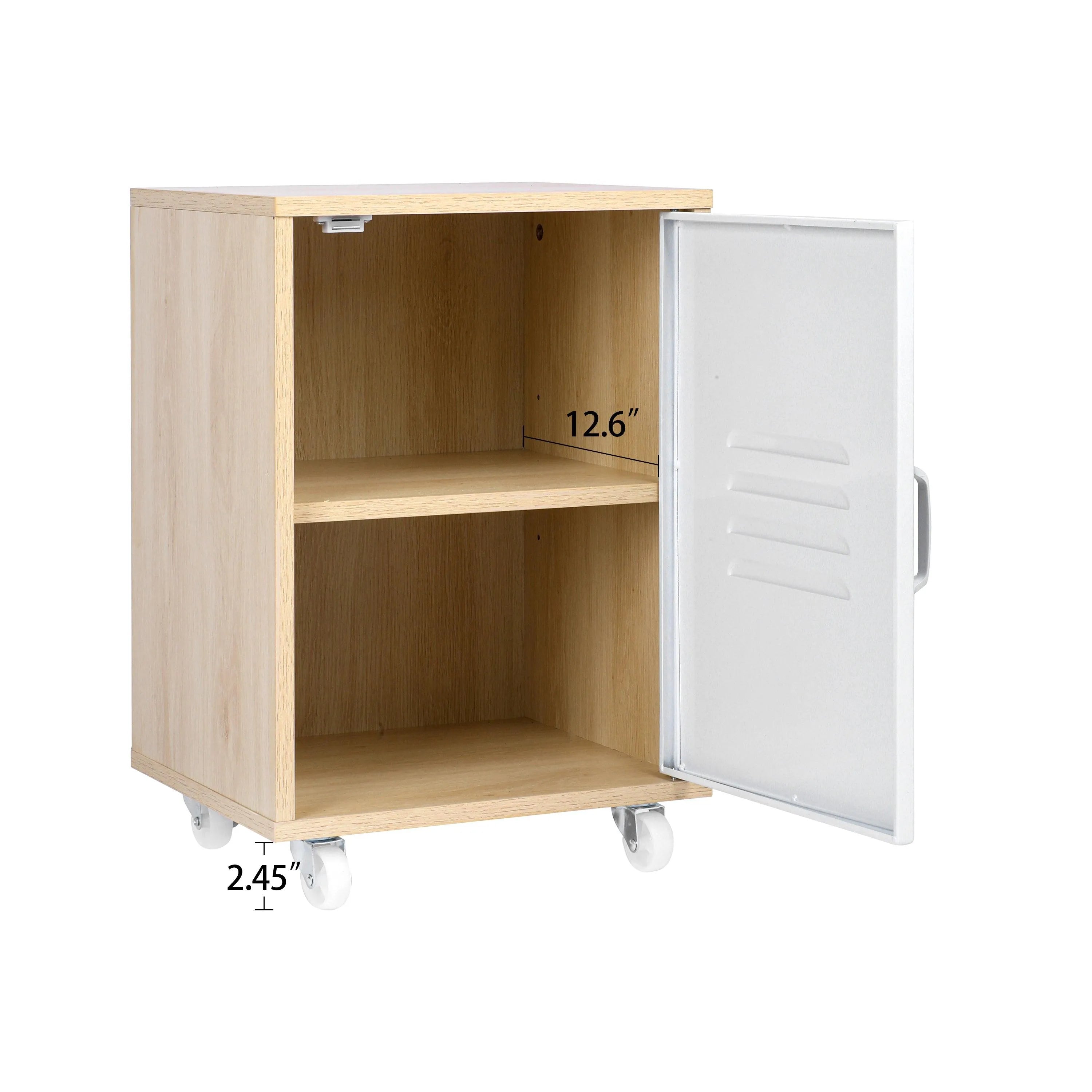 Moline wheel cabinet，1-Door Stand，Industrial Bedside Table - PremiumBrandGoods