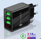 PBG 3 port LED Display Wall Charger and 3 in 1 Cable Bundle Blue - PremiumBrandGoods