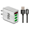 PBG 3 port LED Display Wall Charger and XL10FT Charger Compatible for Iphone Cable Bundle - PremiumBrandGoods