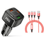 PBG 4 Port Car Charger and 4FT - 3 in 1 Nylon Cable Combo Pink - PremiumBrandGoods