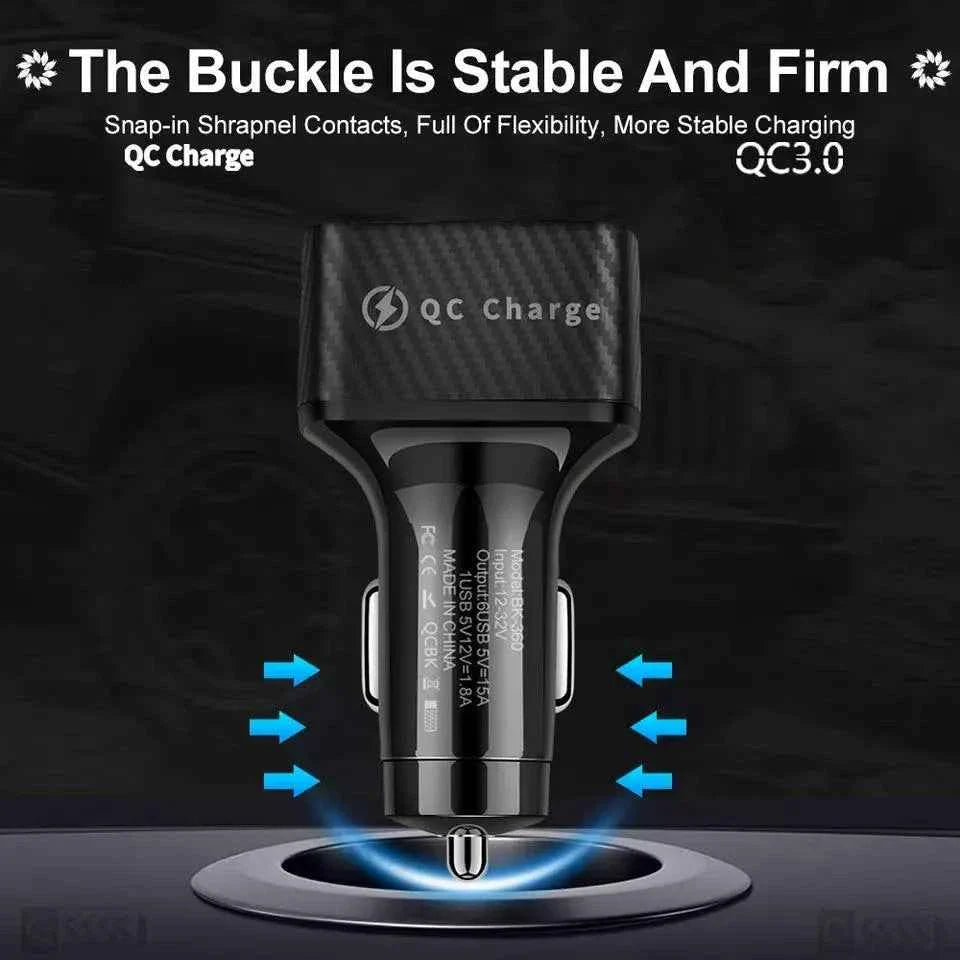 PBG 6-Port USB Car Charger with LED - Universal Fast Charge