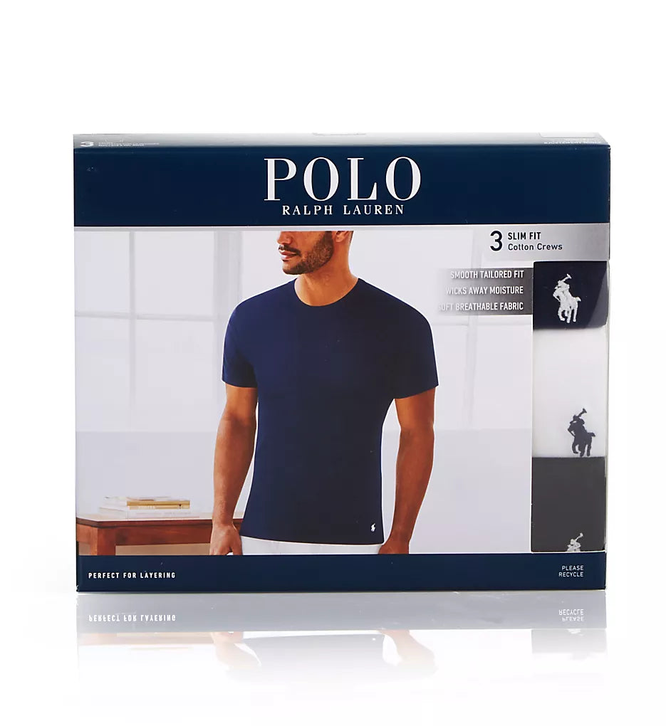 Polo Ralph Lauren Men's Cotton Crewneck Undershirt - 3-Pack Slim Fit Short-Sleeve T-Shirts Size XL