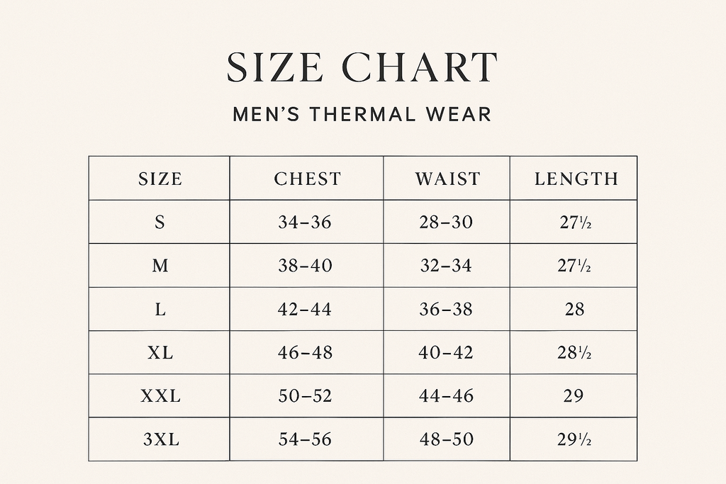 Premium Size Chart with 3XL