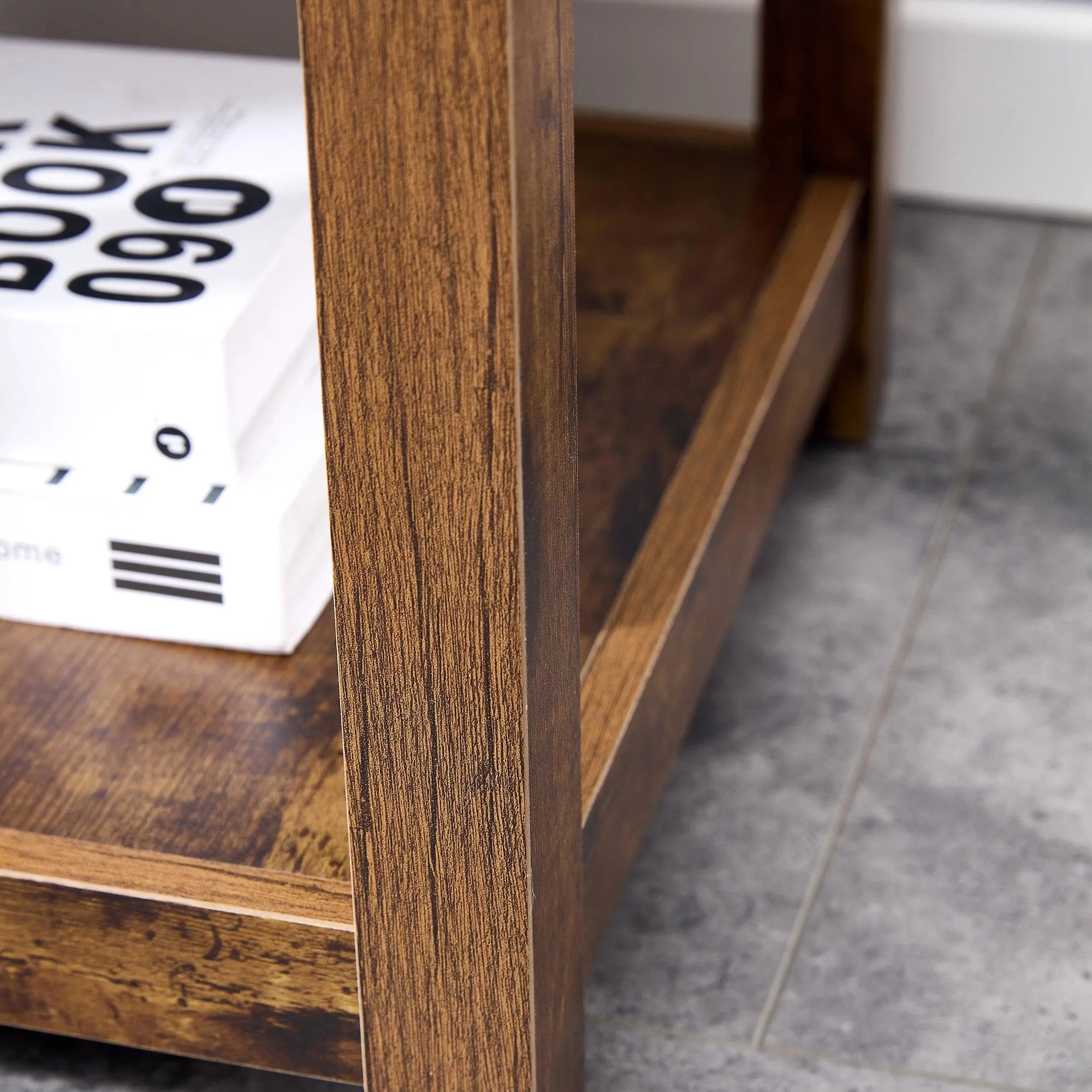Rustic Brown Side Table , 2-Tier Small Space End Table ,Modern Night Stand, Sofa table, Side Table with Storage Shelve - PremiumBrandGoods