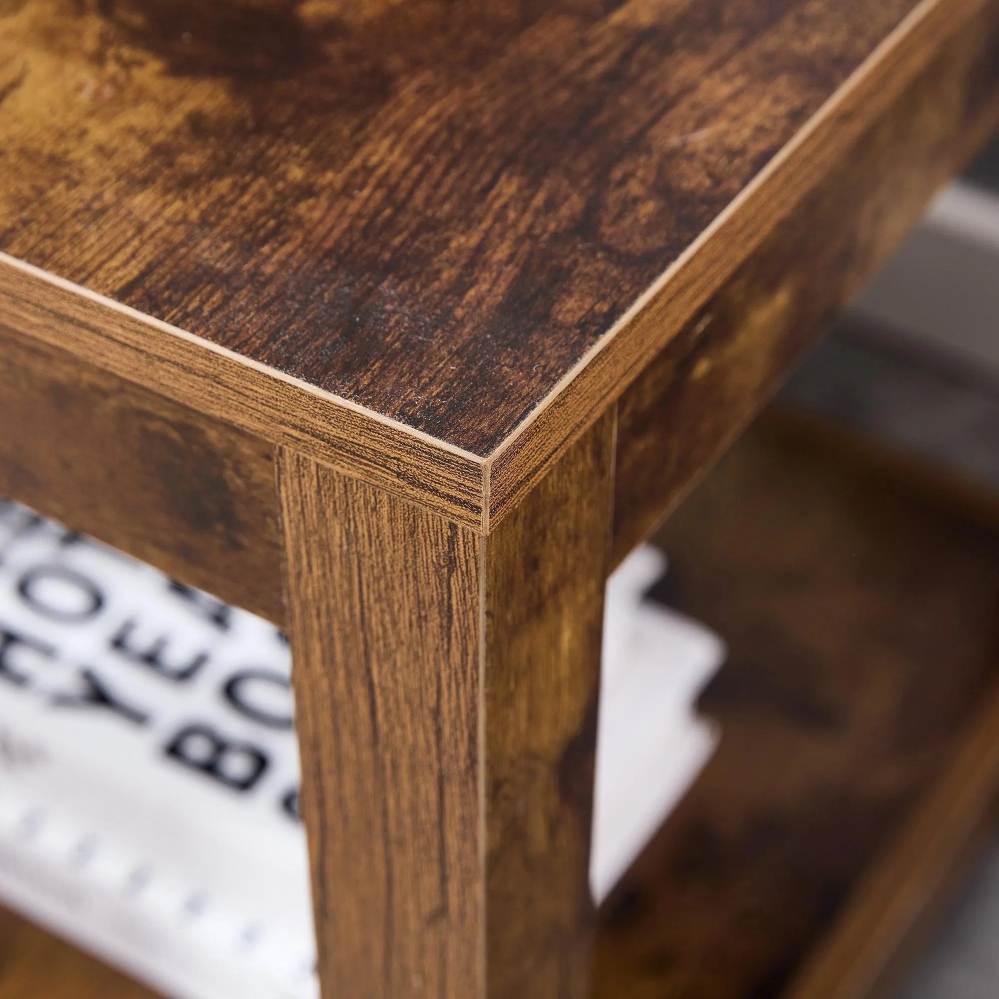 Rustic Brown Side Table , 2-Tier Small Space End Table ,Modern Night Stand, Sofa table, Side Table with Storage Shelve - PremiumBrandGoods