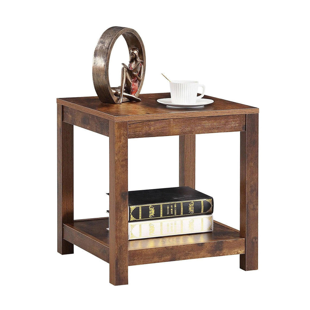 Rustic Brown Side Table , 2-Tier Small Space End Table ,Modern Night Stand, Sofa table, Side Table with Storage Shelve - PremiumBrandGoods