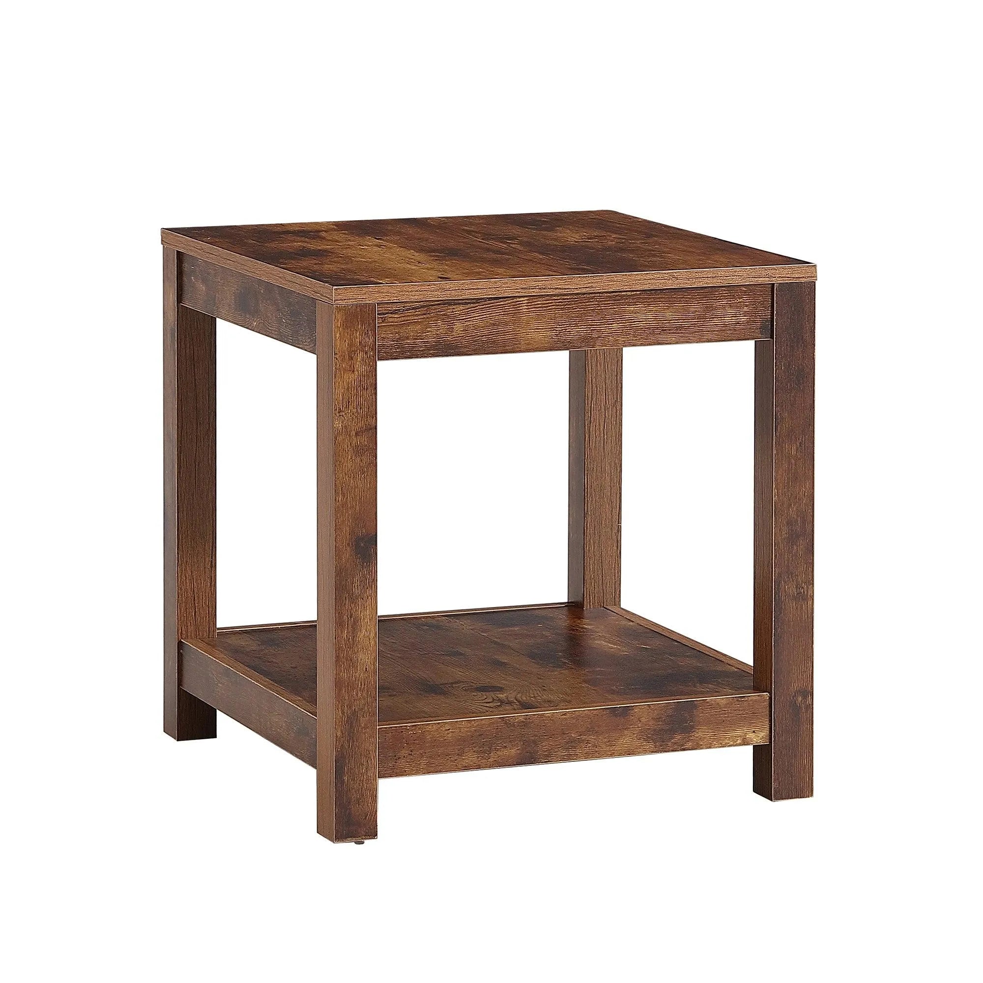 Rustic Brown Side Table , 2-Tier Small Space End Table ,Modern Night Stand, Sofa table, Side Table with Storage Shelve - PremiumBrandGoods