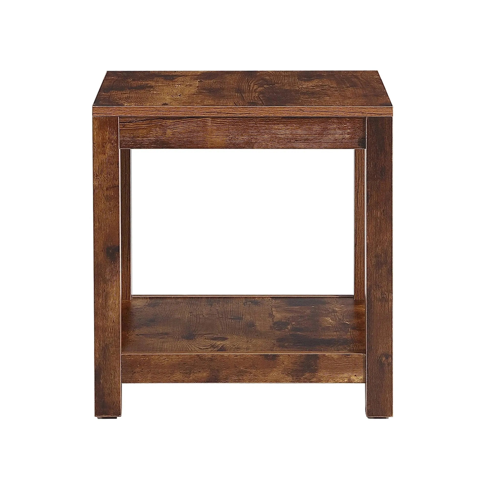 Rustic Brown Side Table , 2-Tier Small Space End Table ,Modern Night Stand, Sofa table, Side Table with Storage Shelve - PremiumBrandGoods