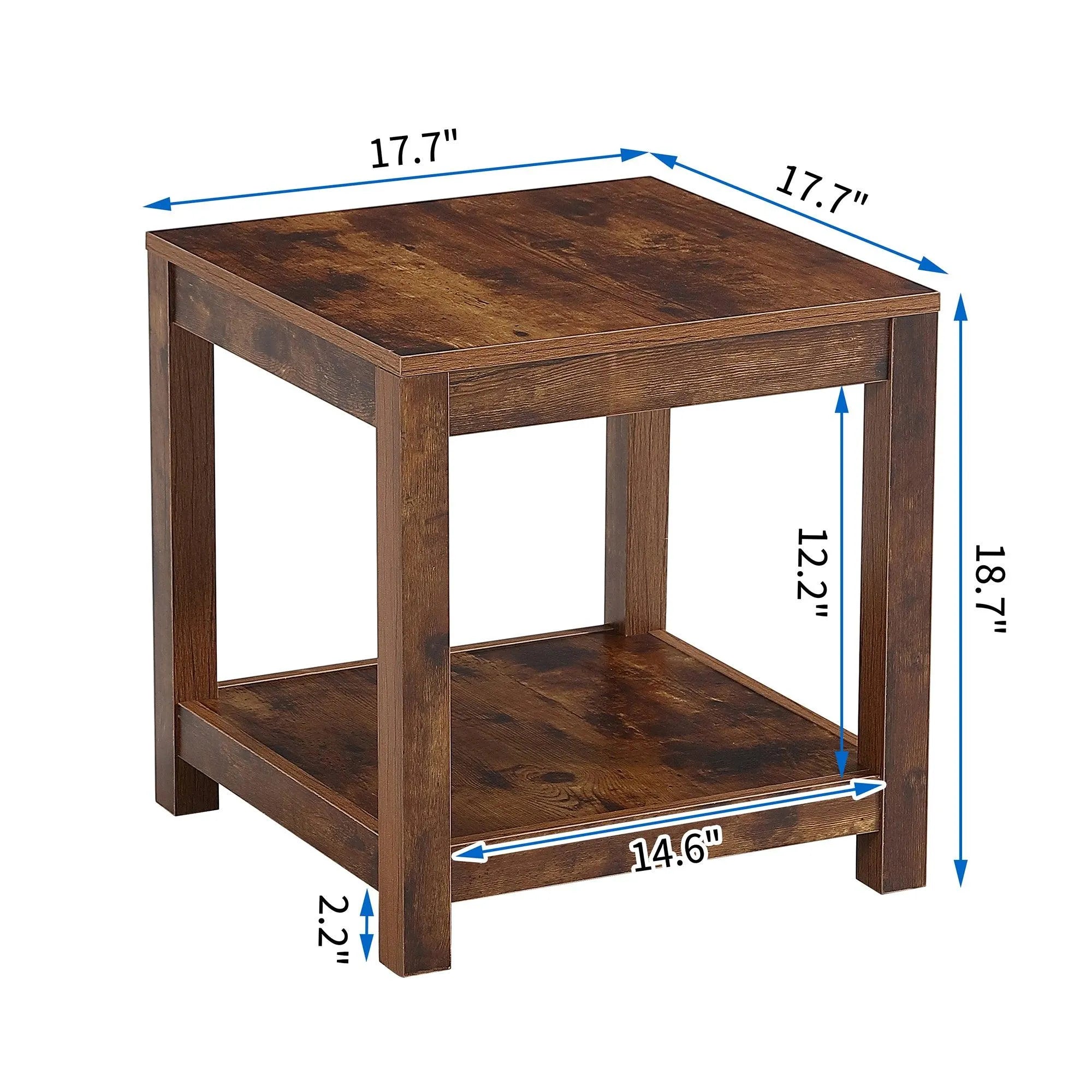 Rustic Brown Side Table , 2-Tier Small Space End Table ,Modern Night Stand, Sofa table, Side Table with Storage Shelve - PremiumBrandGoods