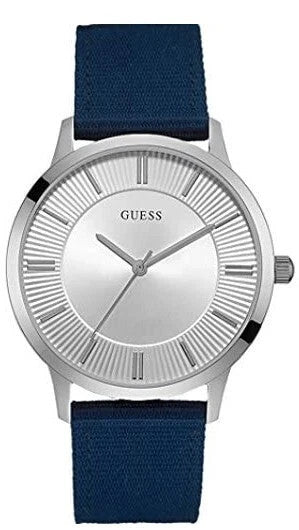 Guess Blue Nylon Strap Silver Tone 45mm Analog Quartz Men's Watch W0795G4