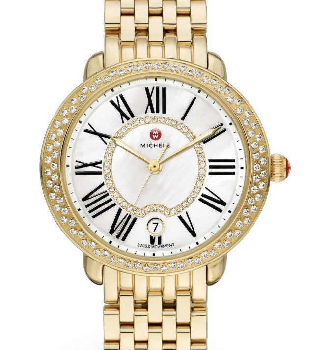 Michele Serein Diamond Gold Tone Mother Of Pearl Face Women's Watch MWW21B000031 - product image