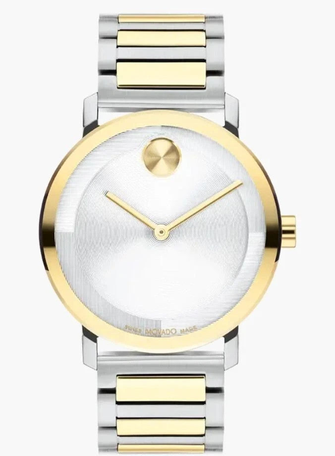 New Movado Bold Silver Dial Steel & Gold Unisex Watch 3601087 BOLD Evolution 2.0
