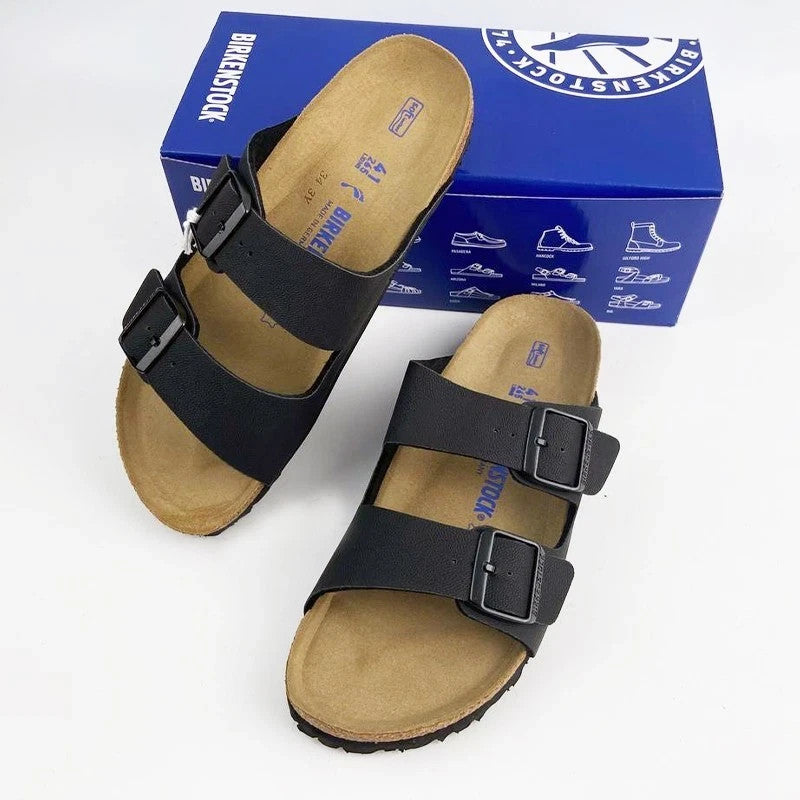 Birkenstock Arizona New Birko-Flor Birkibuc Black Leather Sandal  Size 8