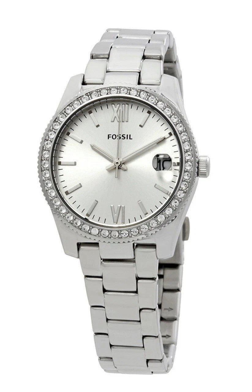 Fossil Scarlette ES4317 Women's Stainless Steel Silver Dial Quartz Watch New