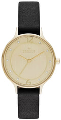 Skagen SKW2266 Women Black Leather Analog Dial Quartz Genuine Wrist Watch New