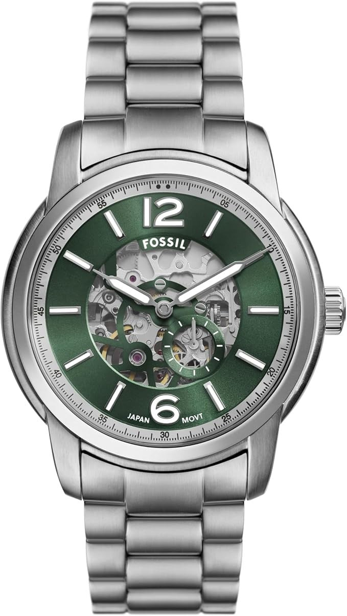 Fossil Men's Heritage Automatic Silver Stainless Steel Bracelet Watch ME3262