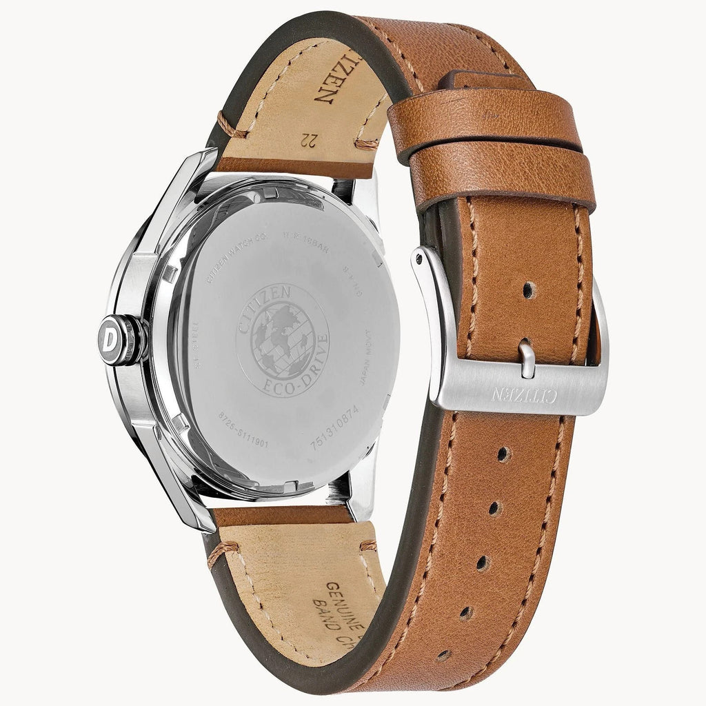 Citizen Men's Eco-Drive CTO Blue Dial Brown Leather 42mm Steel Watch BU4020-01L