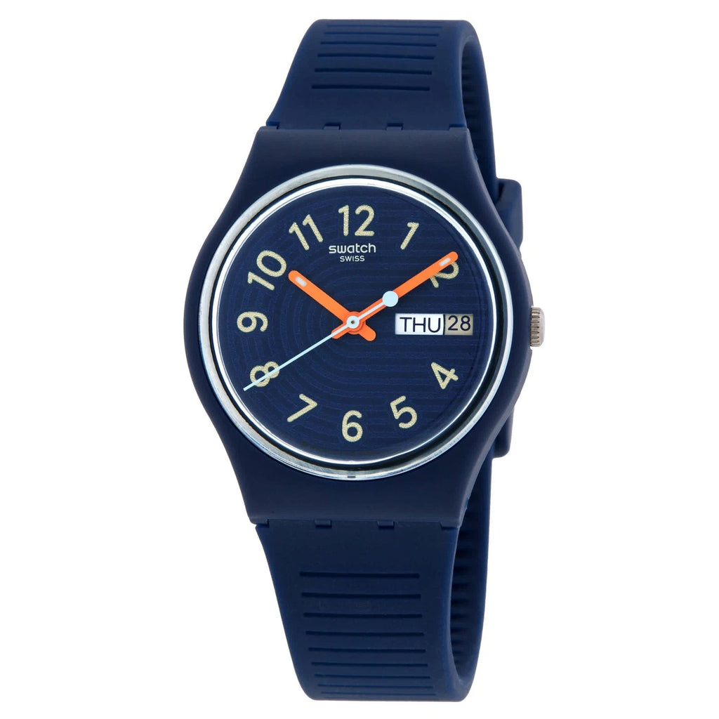 Swatch Trendy Lines At Night Quartz Blue Dial Unisex Watch SO28I700 New