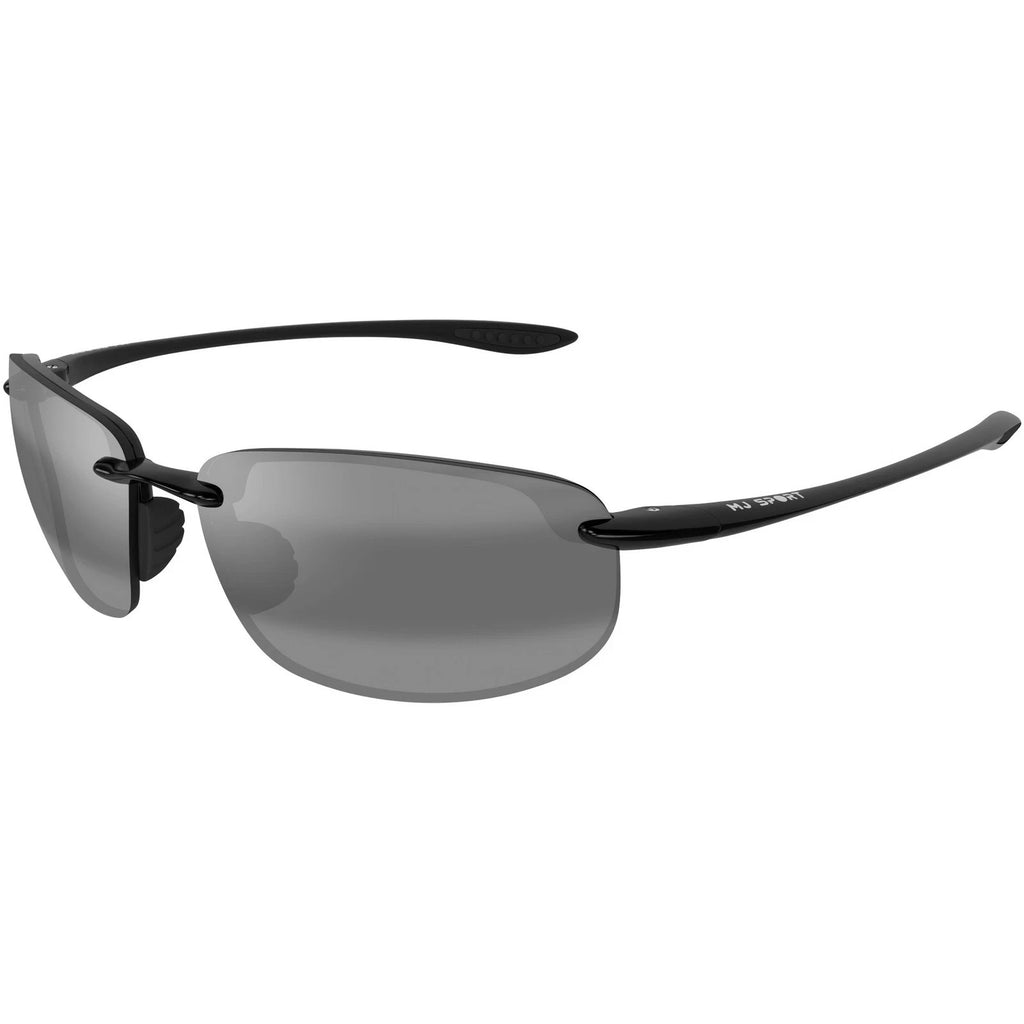 Maui Jim Unisex Sunglasses Gloss Black Hookipa Grey Oval Men's Sunglasses 407-02
