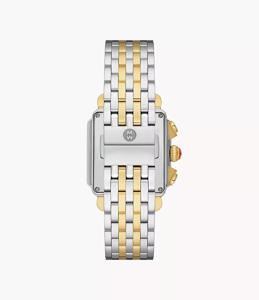 Michele MW06101C5963 Deco Two-Tone 18K Gold-Plated Diamond Dial Watch New In Box