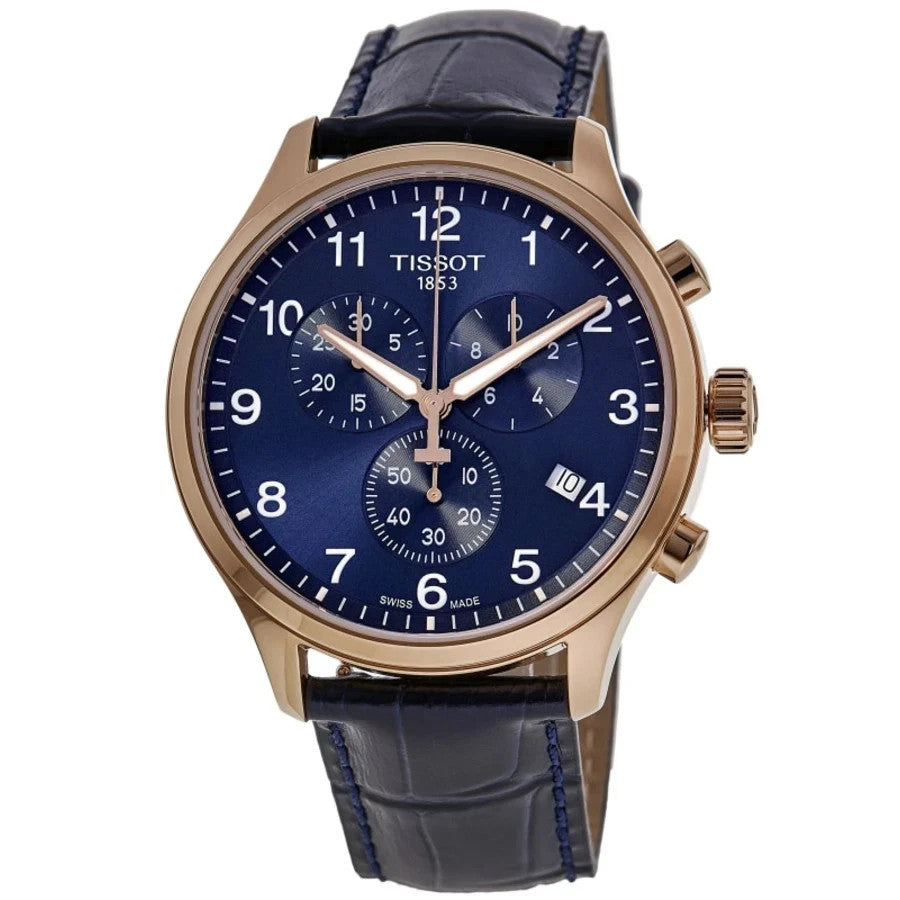New Tissot Chrono XL Classic Blue Dial Leather Men's Watch T116.617.36.042.00
