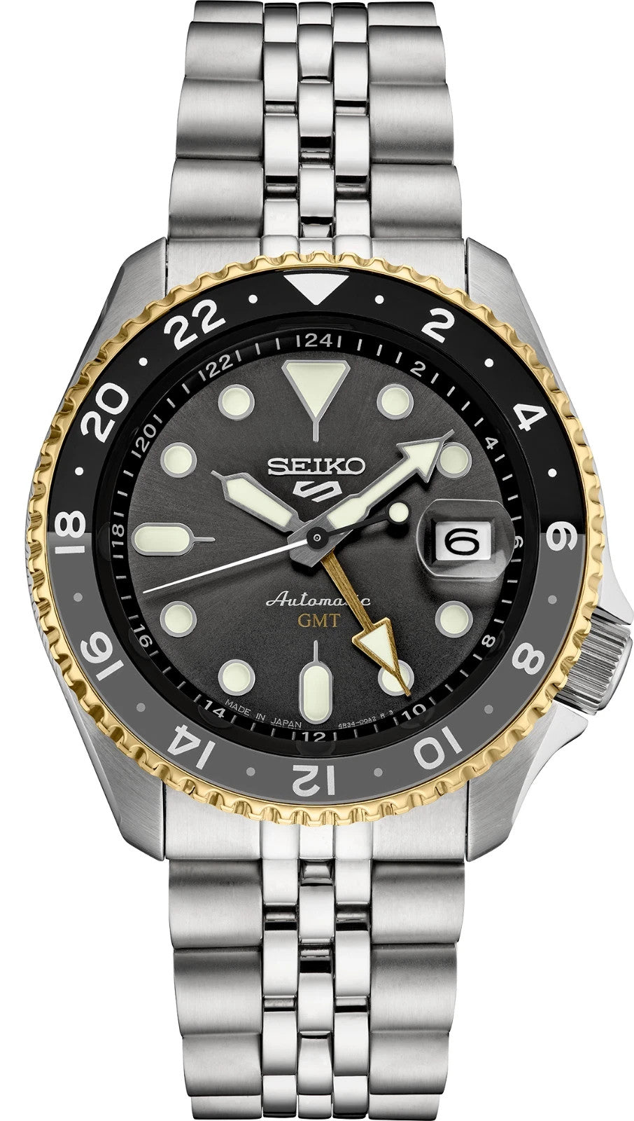 Seiko 5 Five Sports SSK021 SKX GMT Automatic Watch Gold Bezel 100% Authentic
