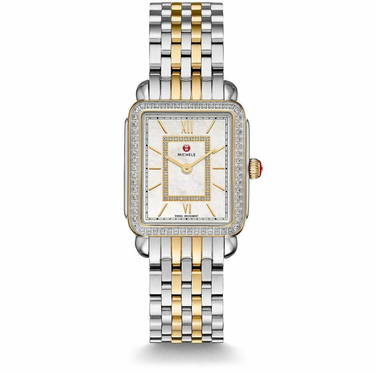 New Michele Deco II Mid Diamond Two Tone  Steel Ladies Watch (MWW06I000004)