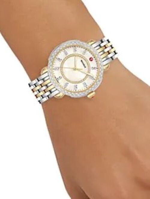 Michele Sidney Classic Two-Tone MOP Diamond Dial Ladies Watch MWW30B000002 - product image