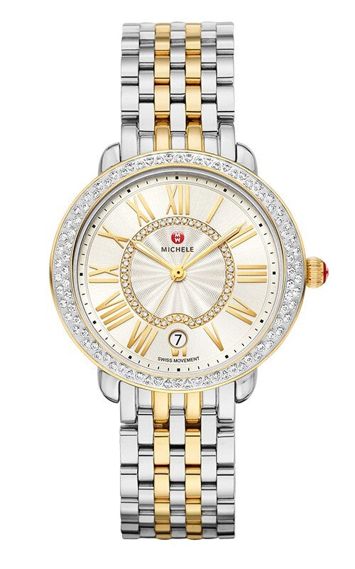 Michele Serein Mid Diamond Dial & Bezel Gold Two-Tone Ladies watch MWW21B000138 - product image