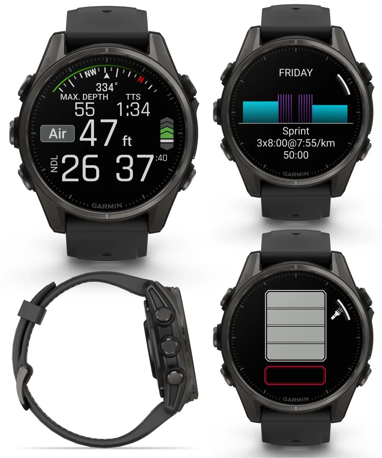 Garmin fenix 8 43mm Amoled Sapphire Carbon Gray Titanium Smartwatch New Open Box