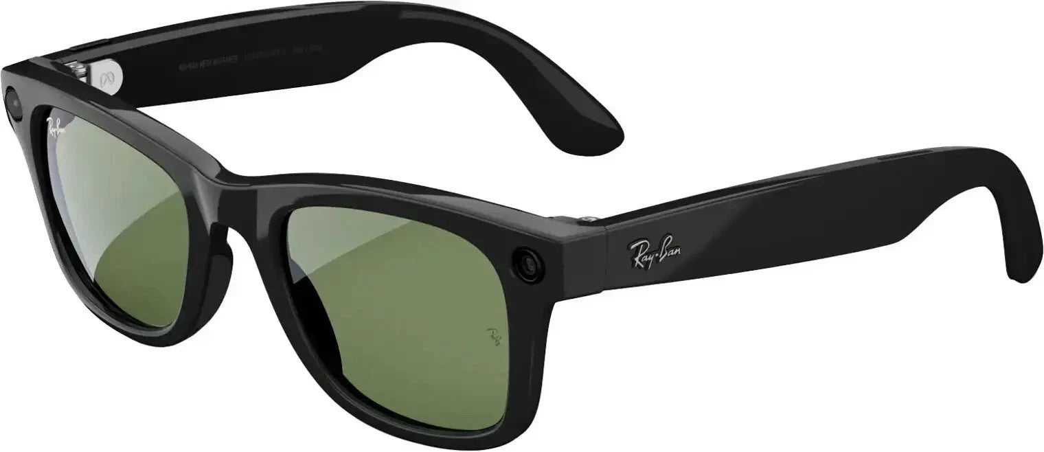 Rayban Meta - Wayfarer Smart Glasses Green Lens 4006 Shiny Black/Green Open Box