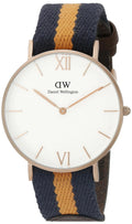 Daniel Wellington Grace Selwyn Rose Tone Steel Striped Nylon Band Unisex watch