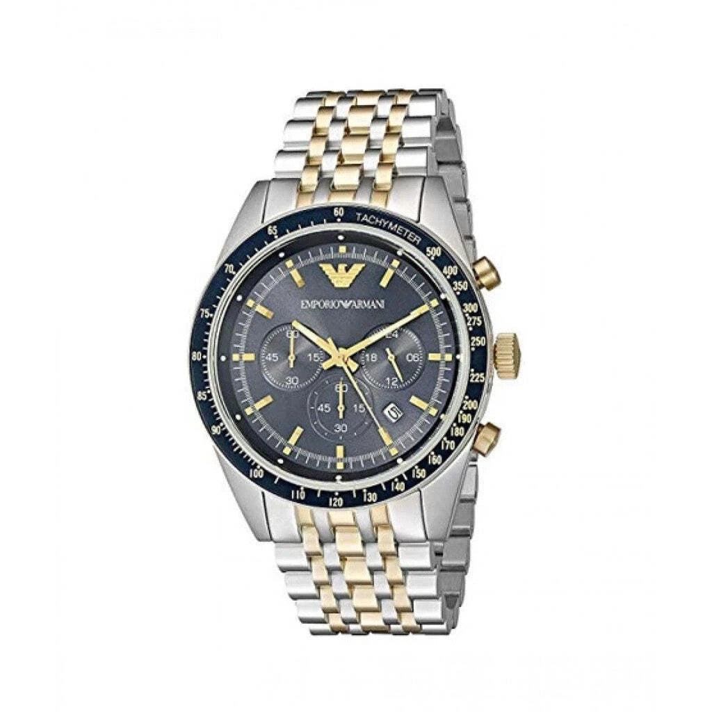 NEW Genuine EMPORIO ARMANI Chronograph Sport Two tone Blue Dial Men Watch AR6088