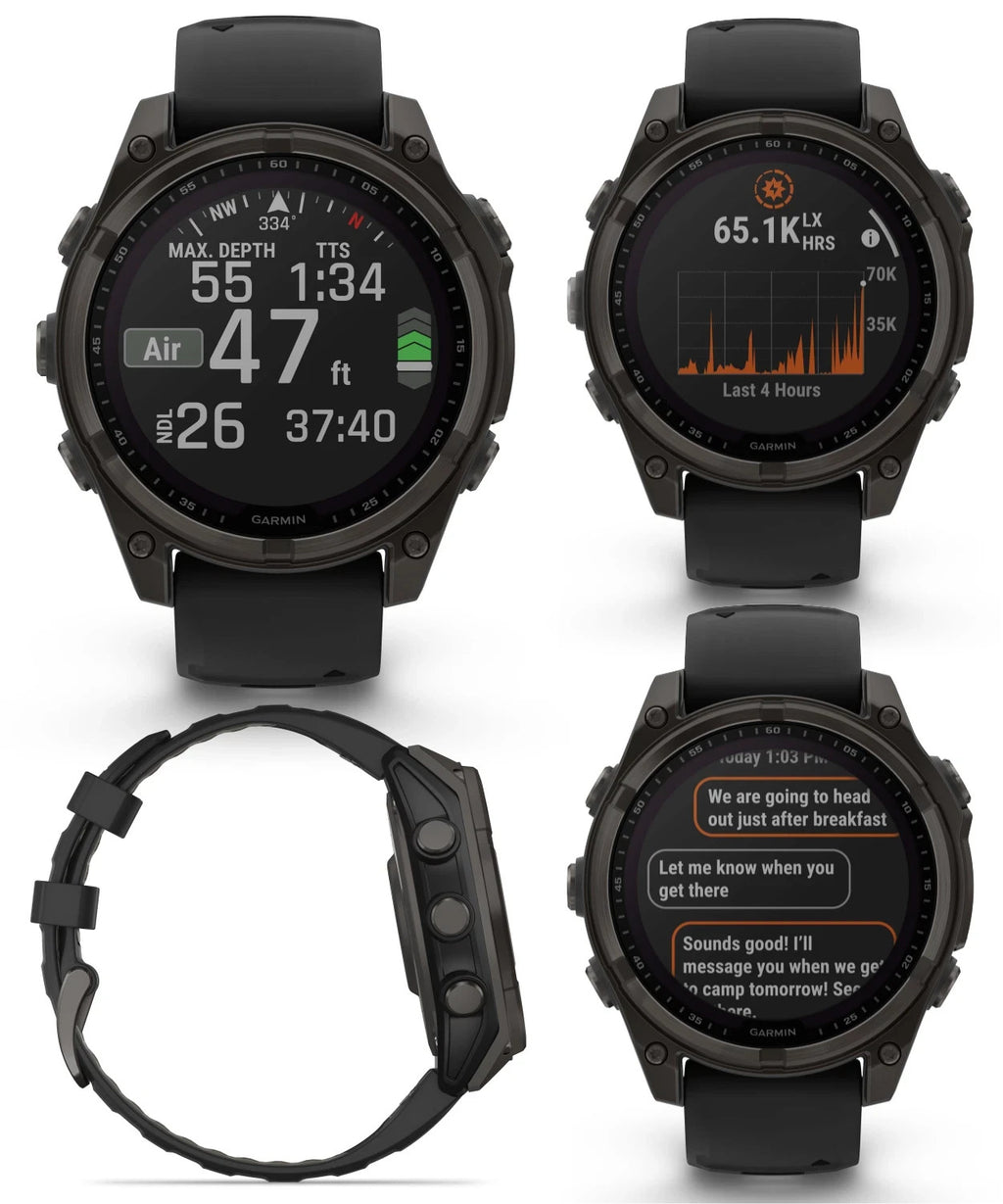 Garmin fenix 8 47 mm Titanium Sapphire Solar Smartwatch Carbon Gray Open Box