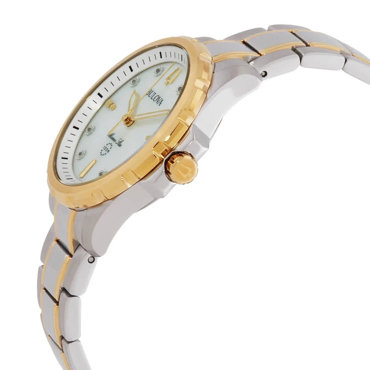 Bulova Marine Star Quartz Diamond Silver Dial Ladies Watch 98P227 New