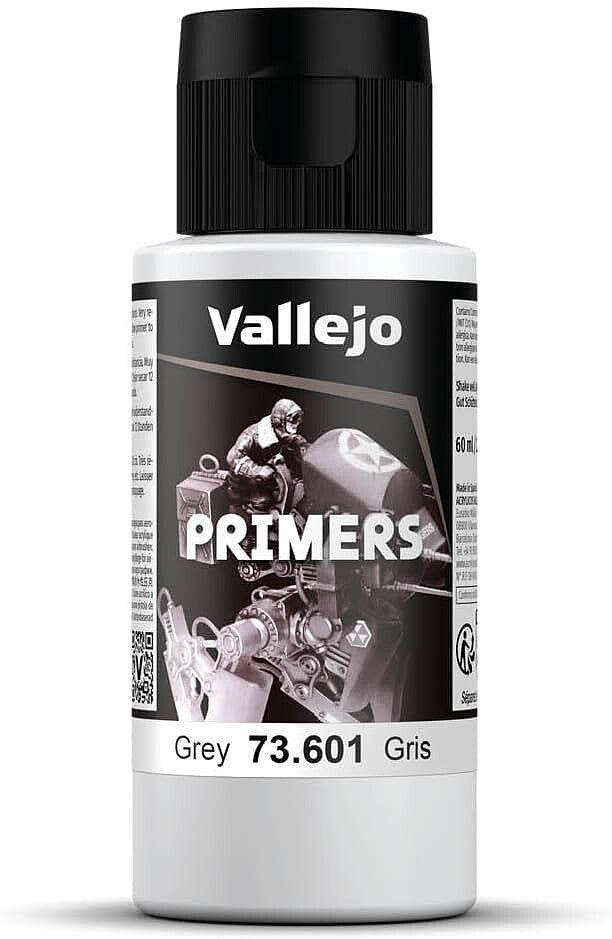 Vallejo Grey Primer 60ml Bottle - Hobby and Model Paint Supply Set of 6 Pack