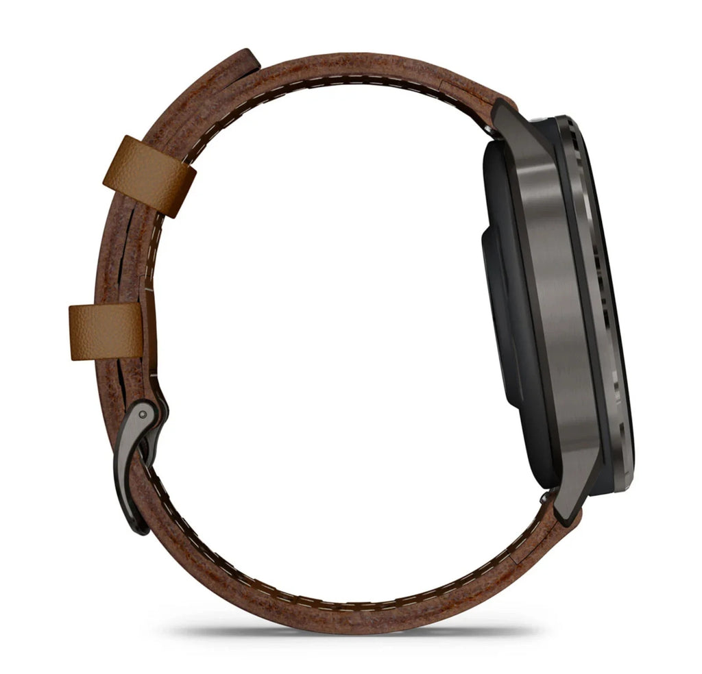 Garmin Venu 4 Slate Black Silicone and Brown Leather Bands 010-03014-03 Open Box
